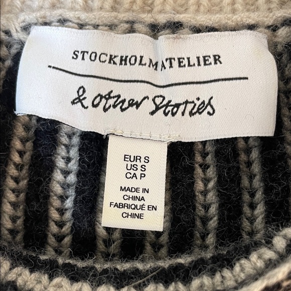 Boho & Other Stories Contrast Knit Sweater - Wool Blend. Small - Picture 3 of 15
